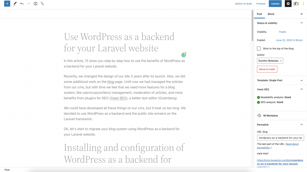 Use WordPress as a backend for your Laravel website